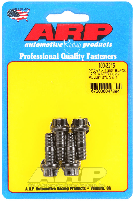5/16-24 X 1.250 black 12pt water pump pulley stud kit