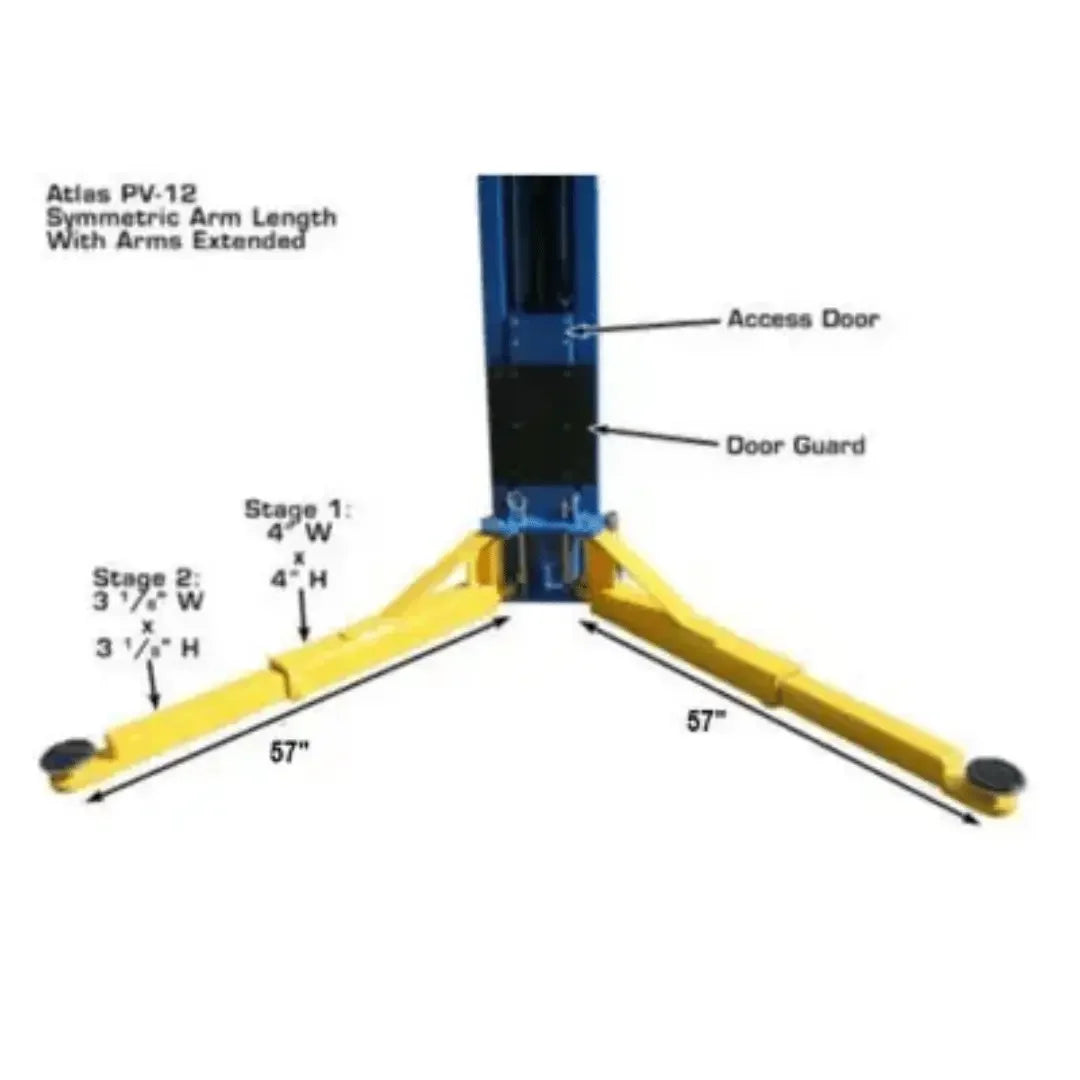 Atlas Equipment PV12PX Commercial Grade Overhead 12,000 lb. Capacity 2-Post Lift Atlas