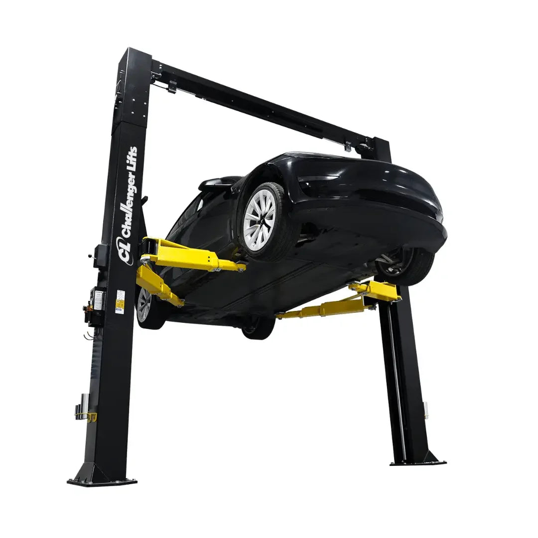 Challenger Lifts CL12A-2 12000 lbs Heavy-Duty 2 Post Adjustable Lift shown on a white background- Mechanic Super Store
