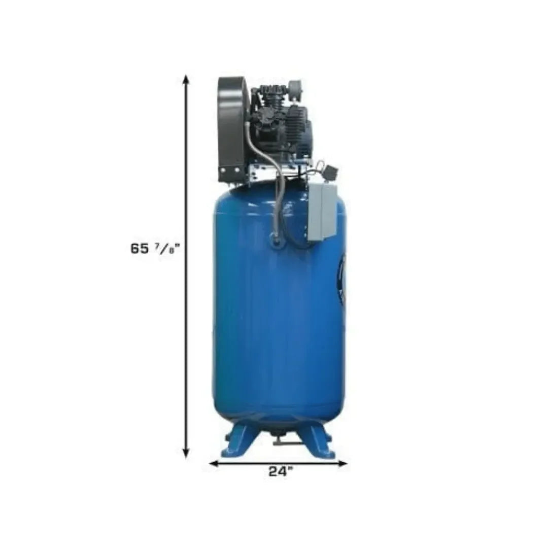 80 Gallon Two Stage Air Compressor with Magnetic Starter Atlas dimensions of 65 7/8" tall and 24" wide