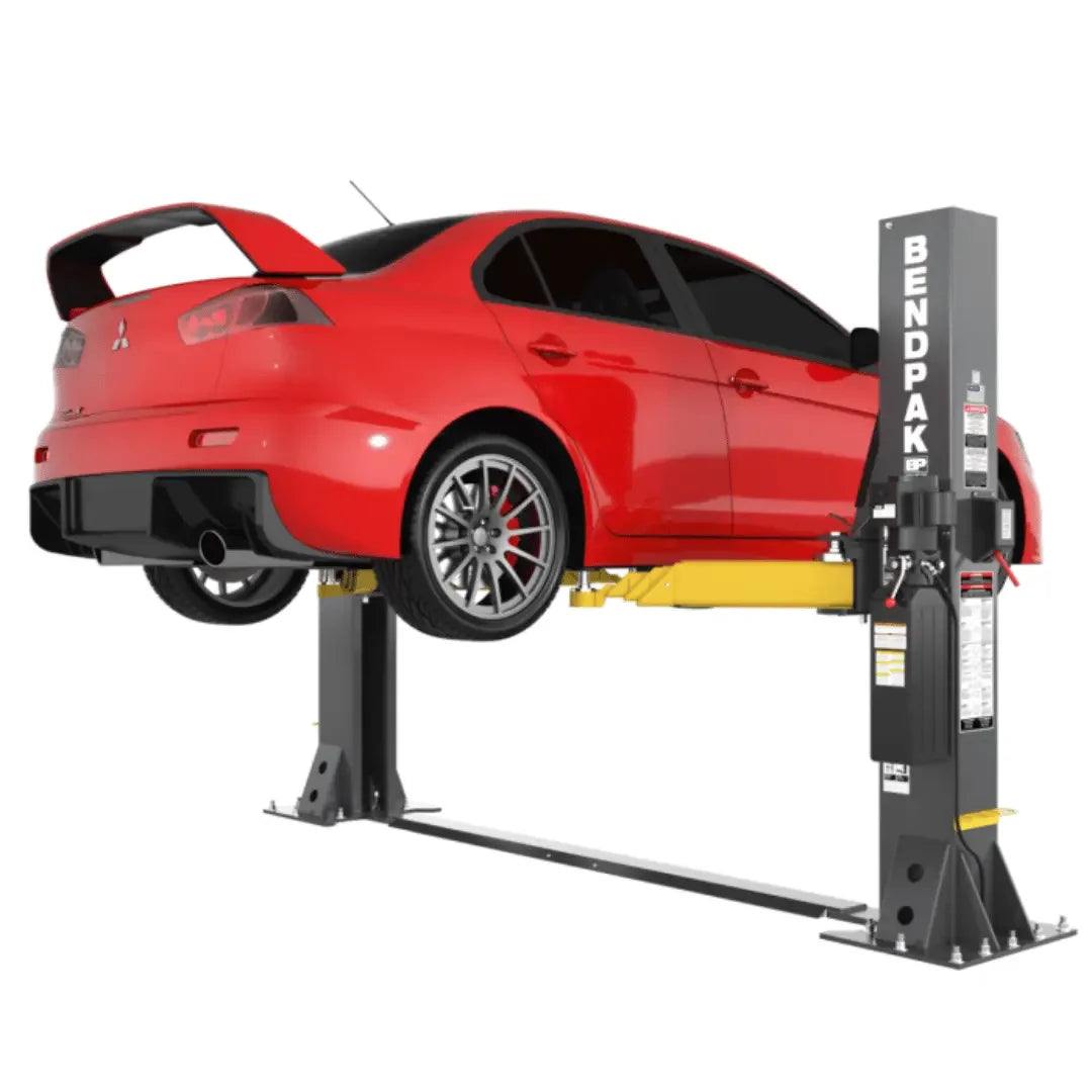 BendPak 10AP-SRT 10,000‐lb. Capacity SHORT-RISE 2 Post Car Lift on a white background- Mechanic Super Store