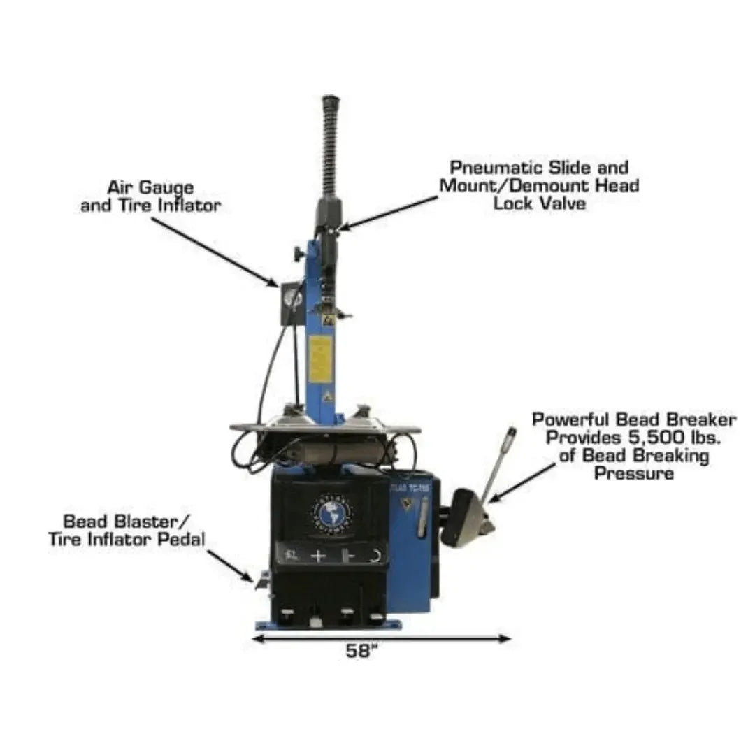 Atlas TC755 Tilt-Back Rim-Clamp Tire Changer with Beadblaster Atlas