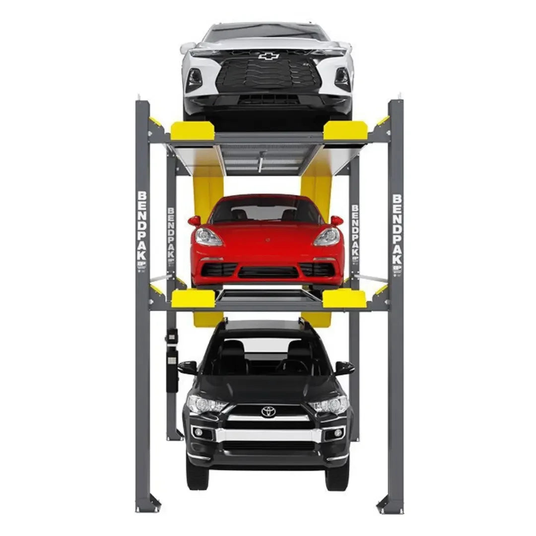 BendPak HD-973PX 9,000 and 7,000 Lb. Capacity Three-Level Parking Lift - Mechanic Super Store