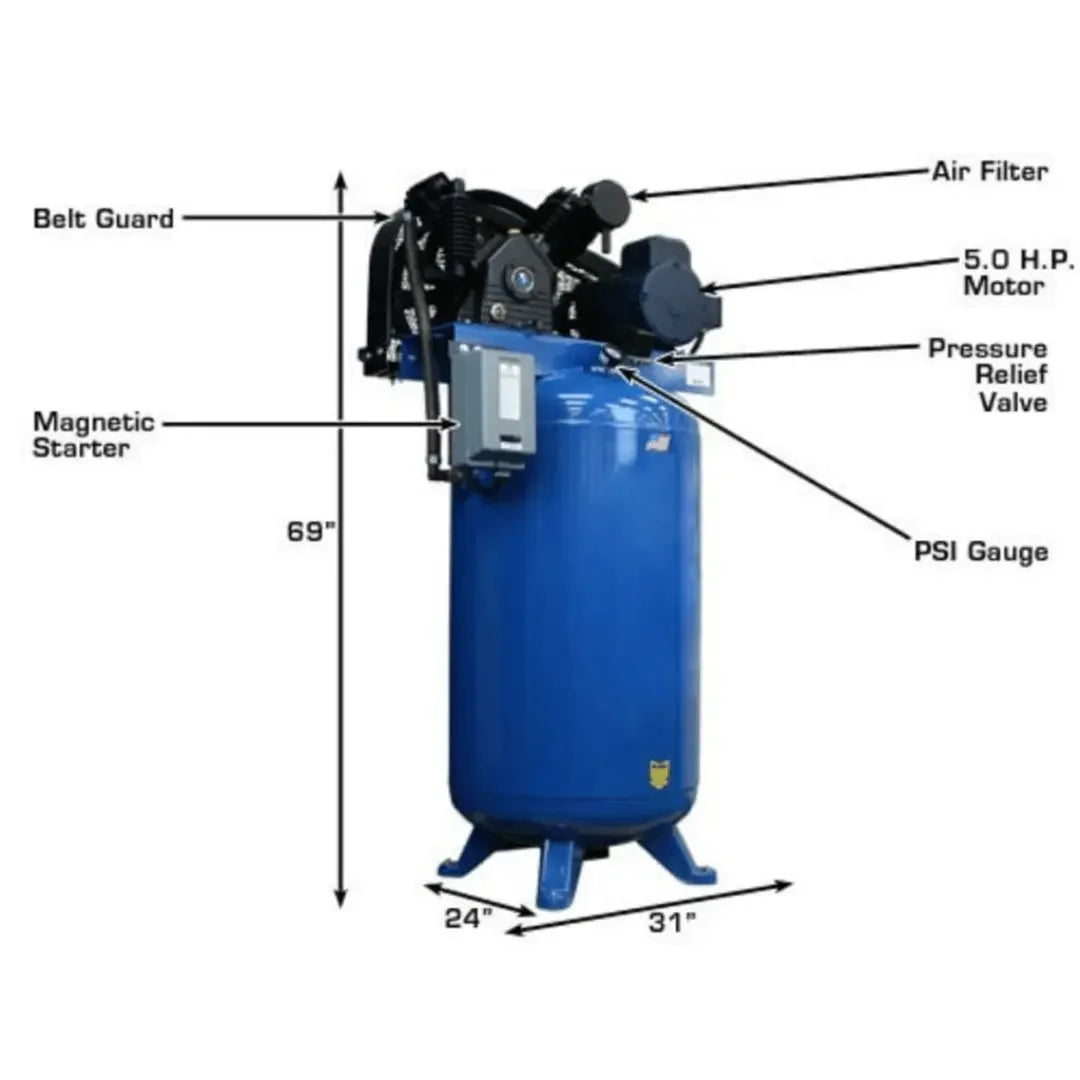 Atlas Air Force AF8 5HP 80 Gallon Two Stage 5HP Commercial Grade Air Compressor Atlas
