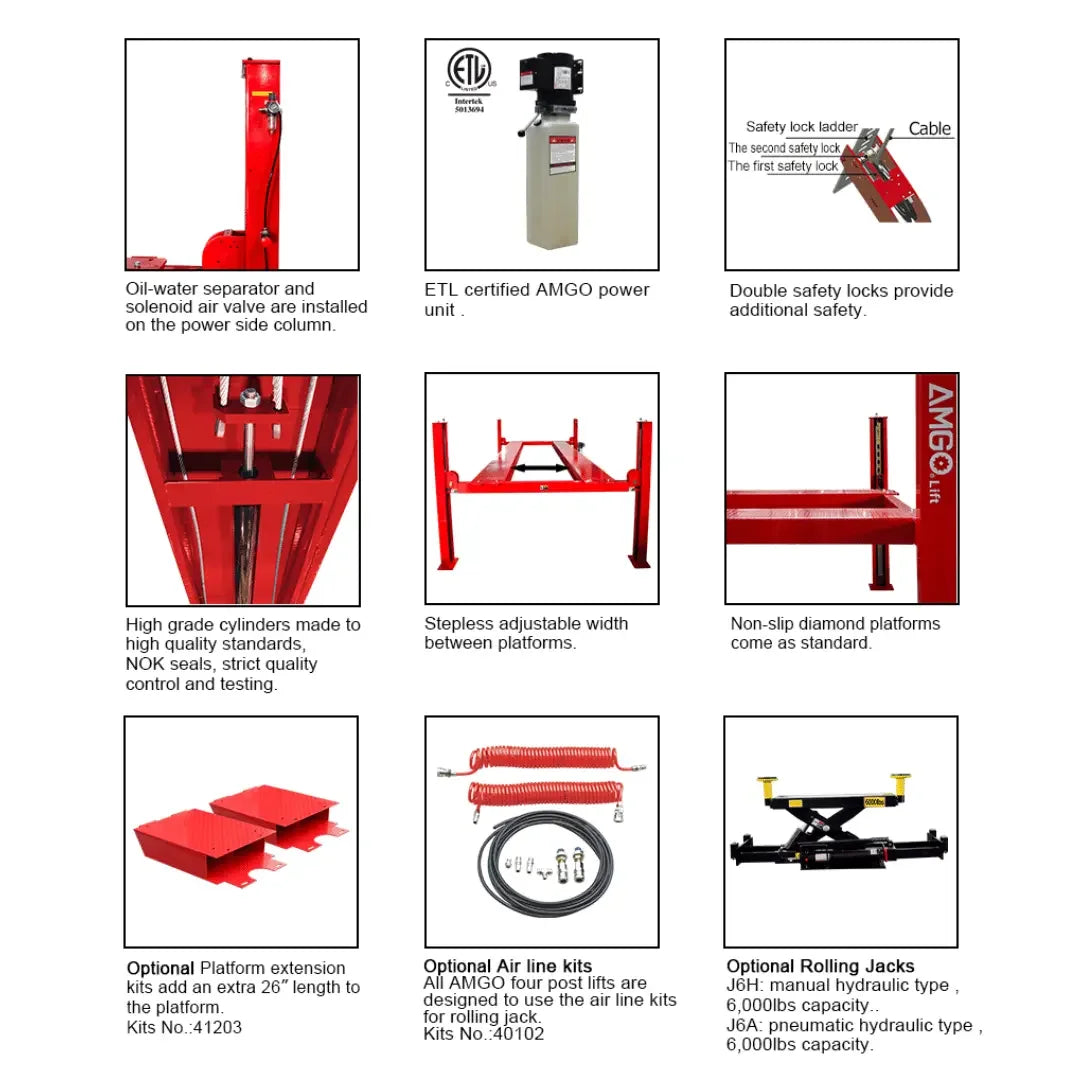 Amgo PRO-12 12,000 lb 4 Post Lift AMGO Hydraulics