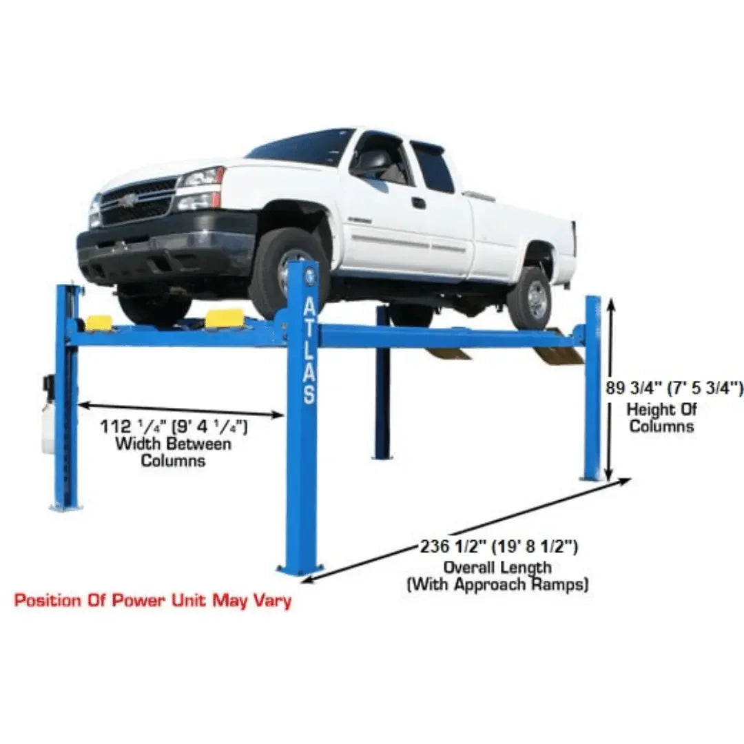 Atlas 412 12,000 lb Commercial 4 Post Car Lift + RJ6 Jacks Combo - Mechanic Super Store