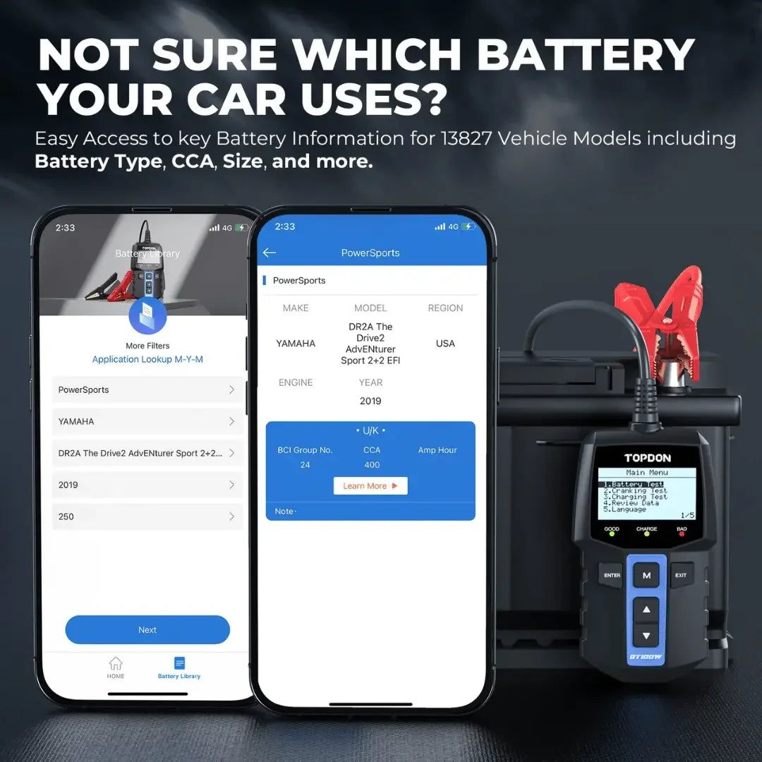 Topdon USA BT100W Battery Tester - Mechanic Super Store