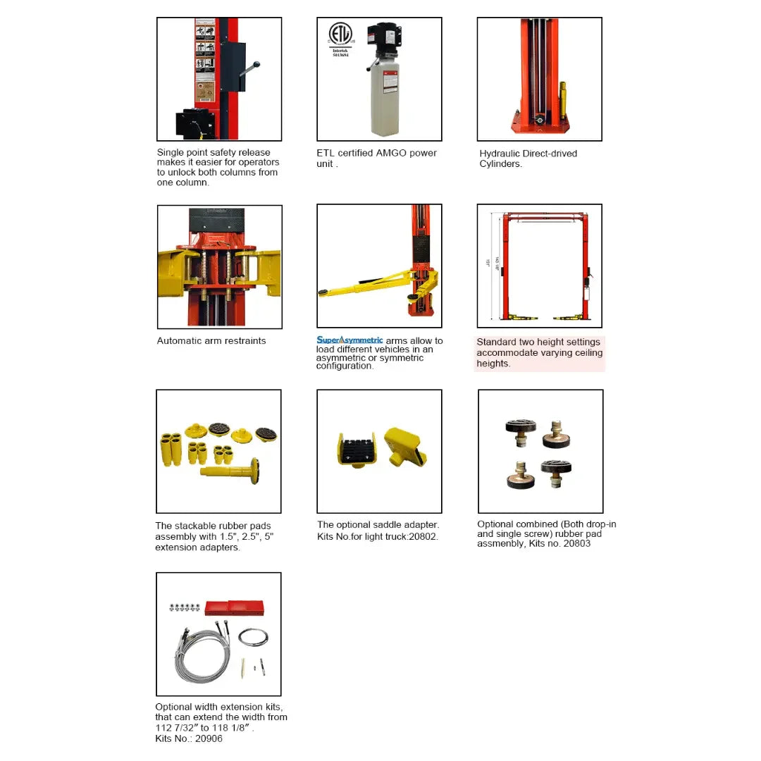 Amgo OH-10 10,000 lb 2 Post Lift AMGO Hydraulics
