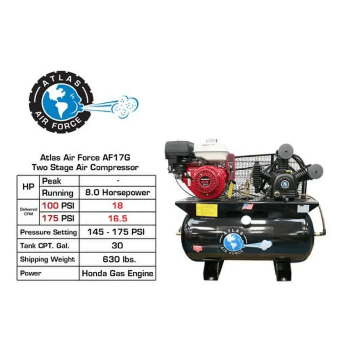 Atlas Air Force AF17G 8HP 30 Gallon Gas-Powered Air Compressor Atlas