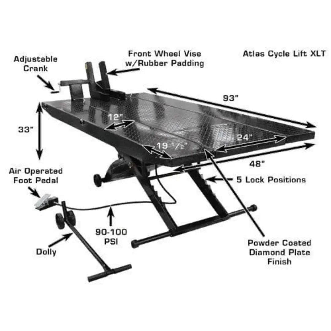 Atlas Cyclelift XLT 1,000 lb. Air-Operated Motorcycle and ATV Lift - Mechanic Super Store