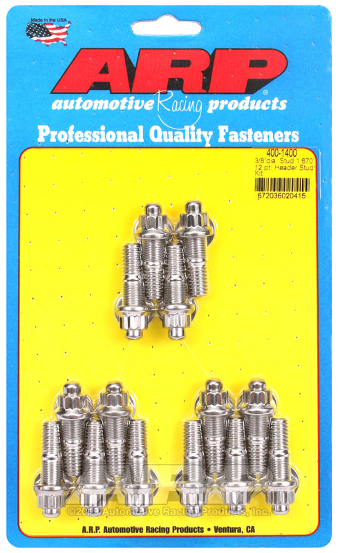 3/8 x .750 SS 12pt header stud kit