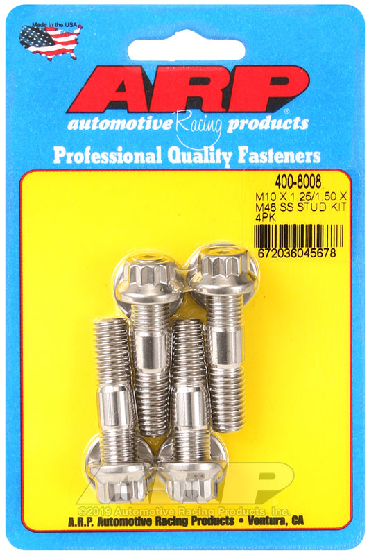 M10 X 1.25/1.50 X 48mm broached stud kit 4pcs