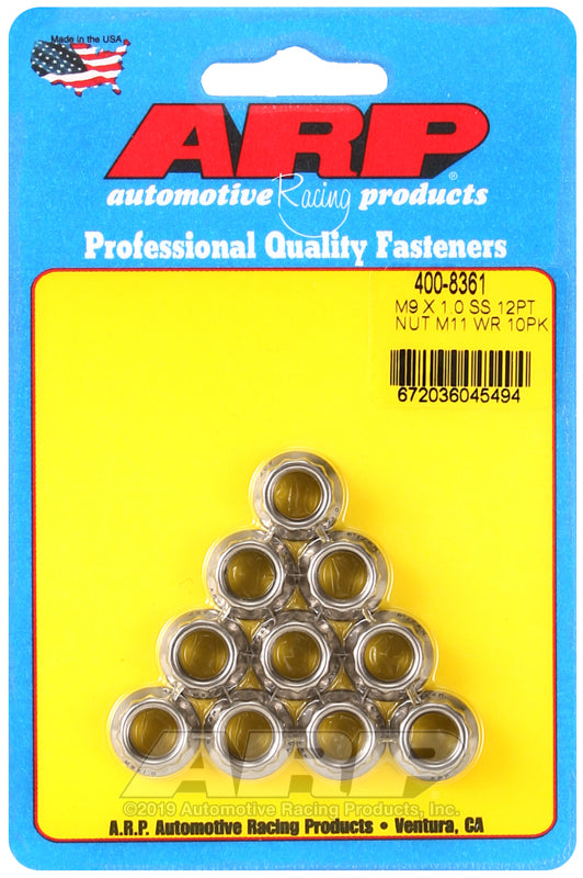 M9 X 1.00 (M11 wr) SS 12pt nut kit