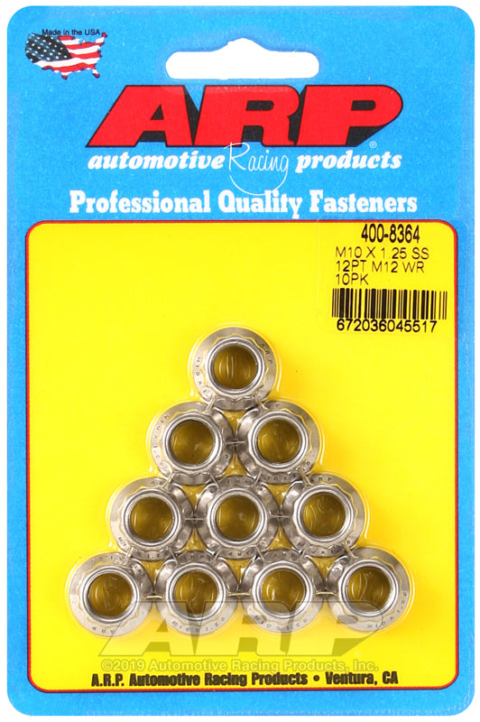 M10 X 1.25 (M12 wr) SS 12pt nut kit