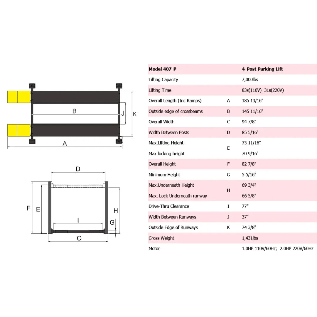 Amgo 407-P 7,000 lb Parking Lift AMGO Hydraulics