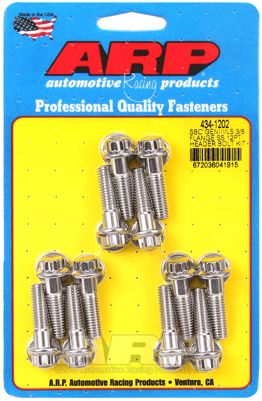SBC/GENIII LS 3/8 flange SS 12pt header bolt kit