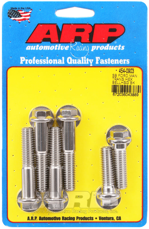 SB Ford manual trans SS hex bellhousing bolt kit