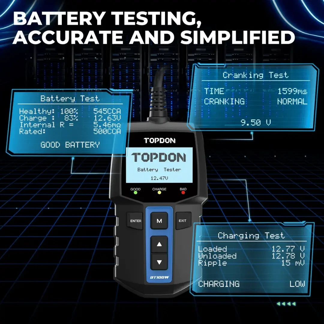 Topdon USA BT100W Battery Tester - Mechanic Super Store