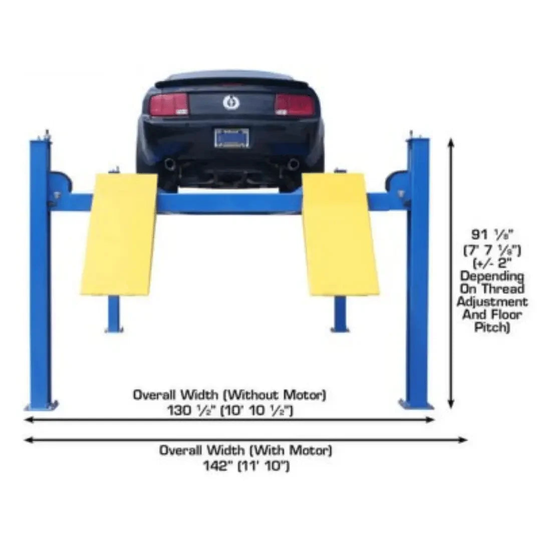 Atlas 414 14,000 lb Commercial 4-Post Lift + RJ8 Rolling Bridge Jacks Combo - Mechanic Super Store