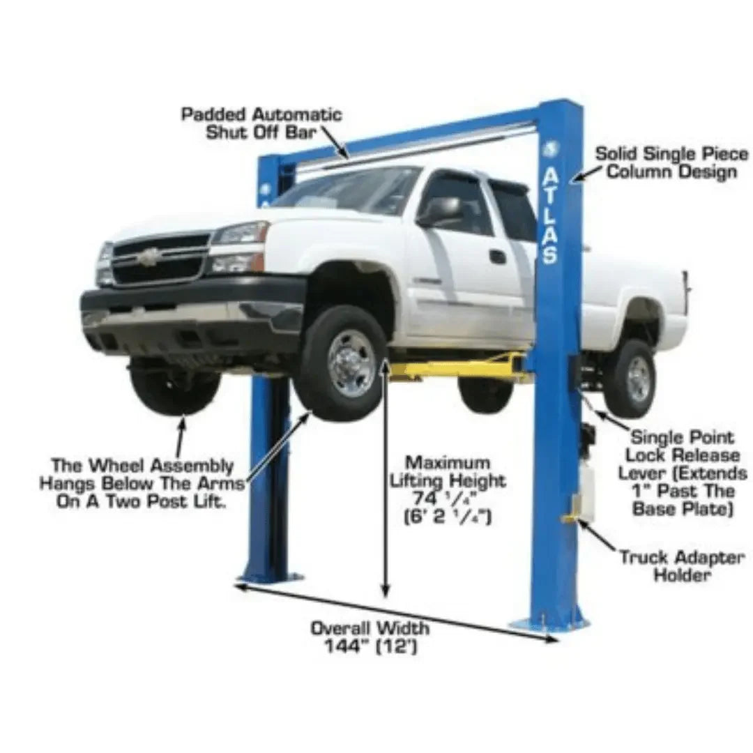 Atlas Commercial Grade Extra Tall 10,000lb 2 Post Lift - Mechanic Super Store
