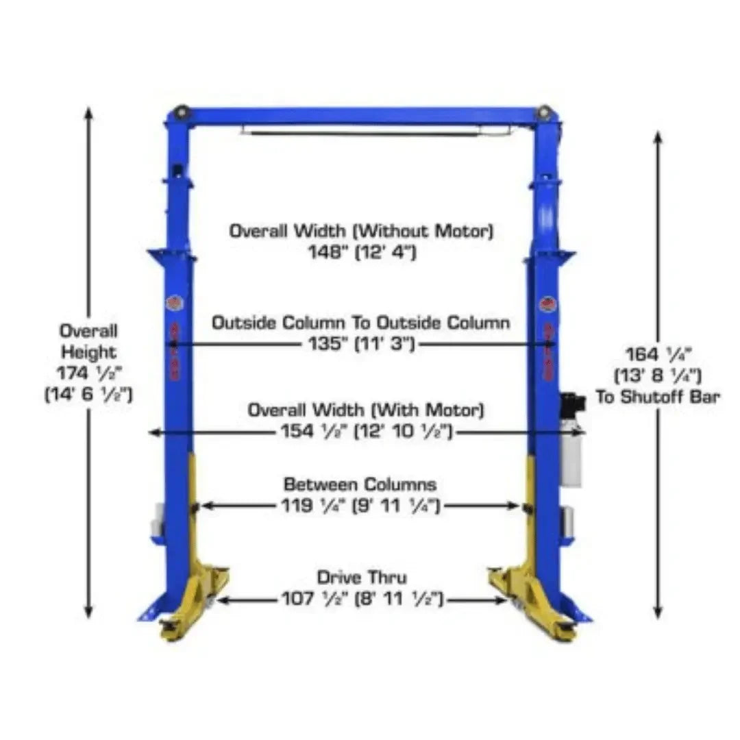 Atlas Platinum PVL15 ALI Certified Commercial Overhead 15,000 lb. Capacity 2 Post Lift - Mechanic Super Store