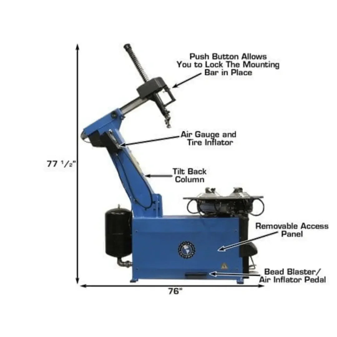 Atlas TC755 Tilt-Back Rim-Clamp Tire Changer with Beadblaster Atlas