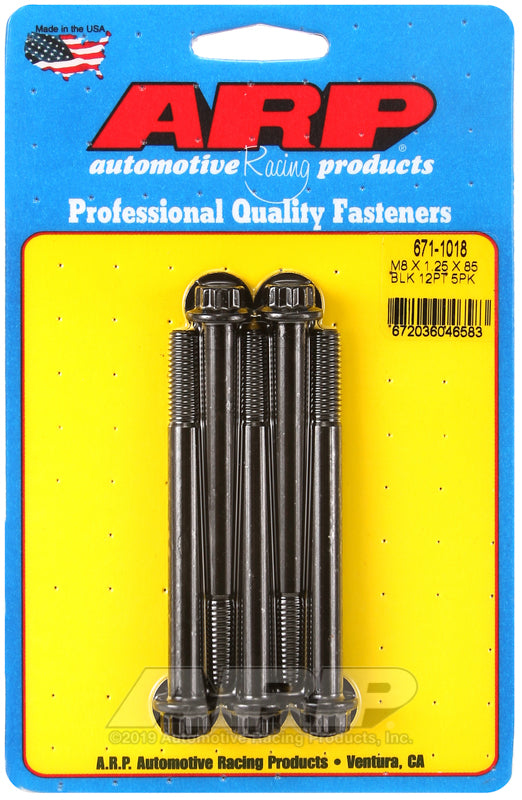 M8 x 1.25 x 85 12pt black oxide bolts