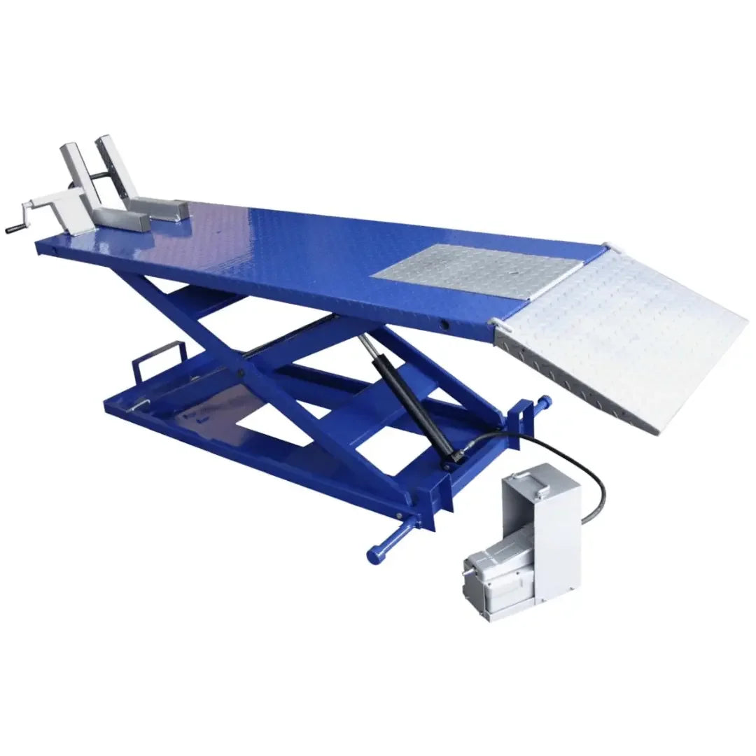 Tuxedo M-1500C-HR 1,500 lb High Rise Motorcycle Lift Bench - Vise, Sides, Balance Bar, Pump - Mechanic Super Store