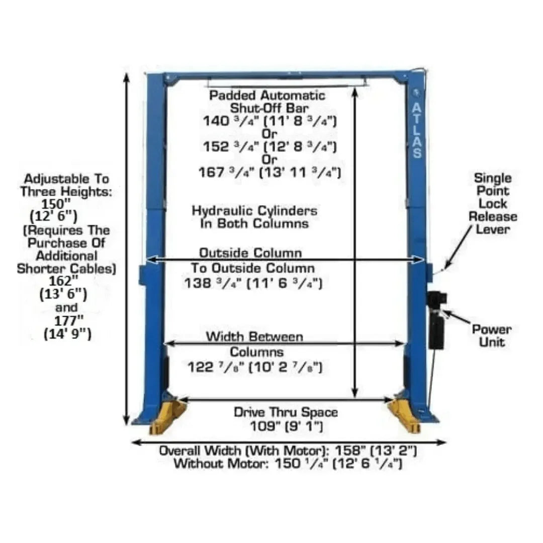 Atlas PV15PX 15,000 lb Overhead 2 Post Lift - Mechanic Super Store