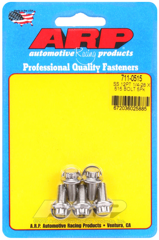 1/4-28 x .515 12pt SS bolts