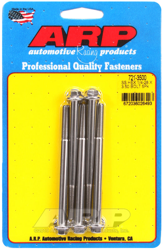 1/4-28 x 3.500 hex SS bolts