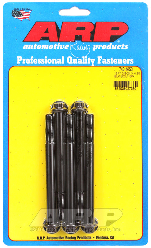 3/8-24 x 4.250 12pt black oxide bolts