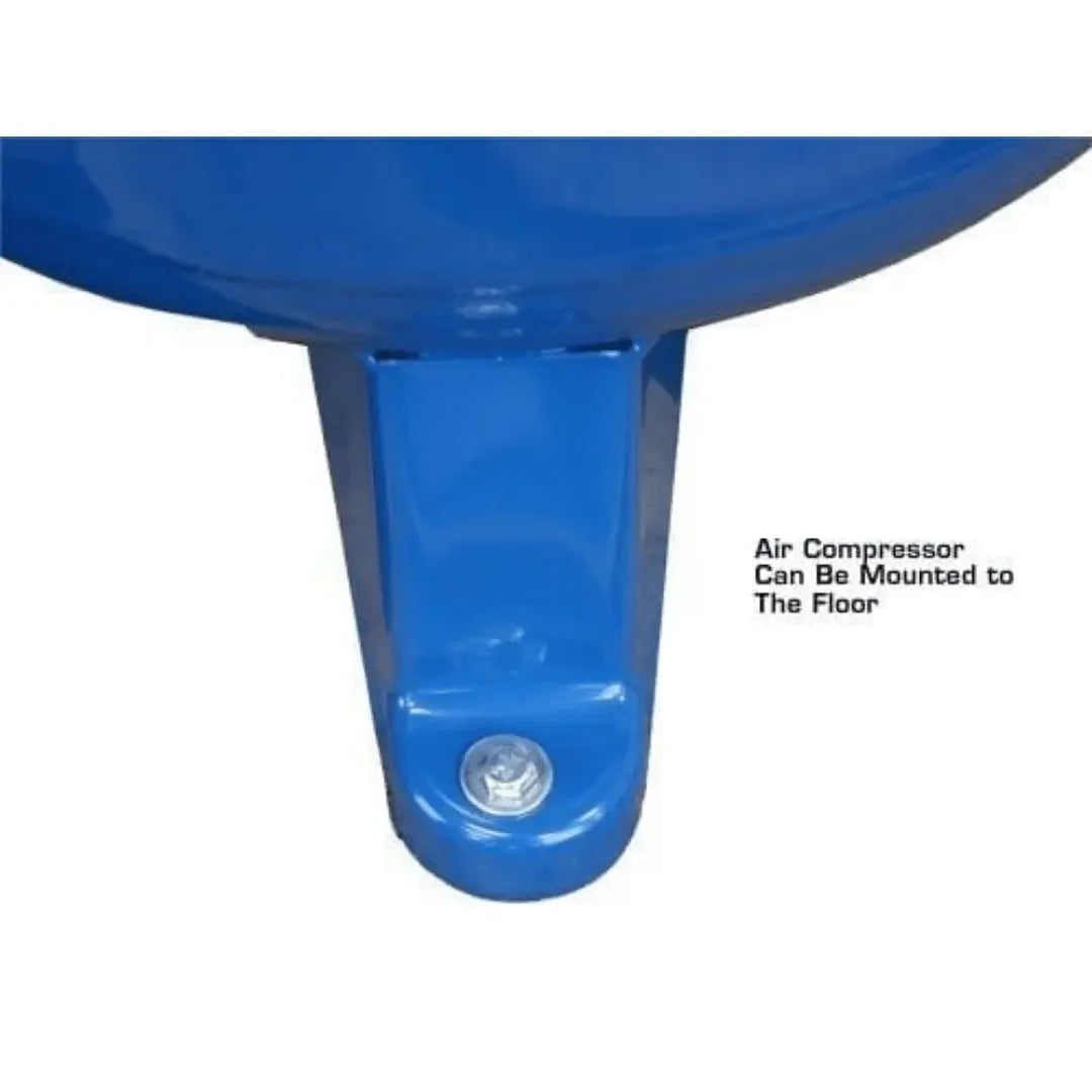 air compressor can be mounted to the floor through the mounting flanges on the boottom of the tank.