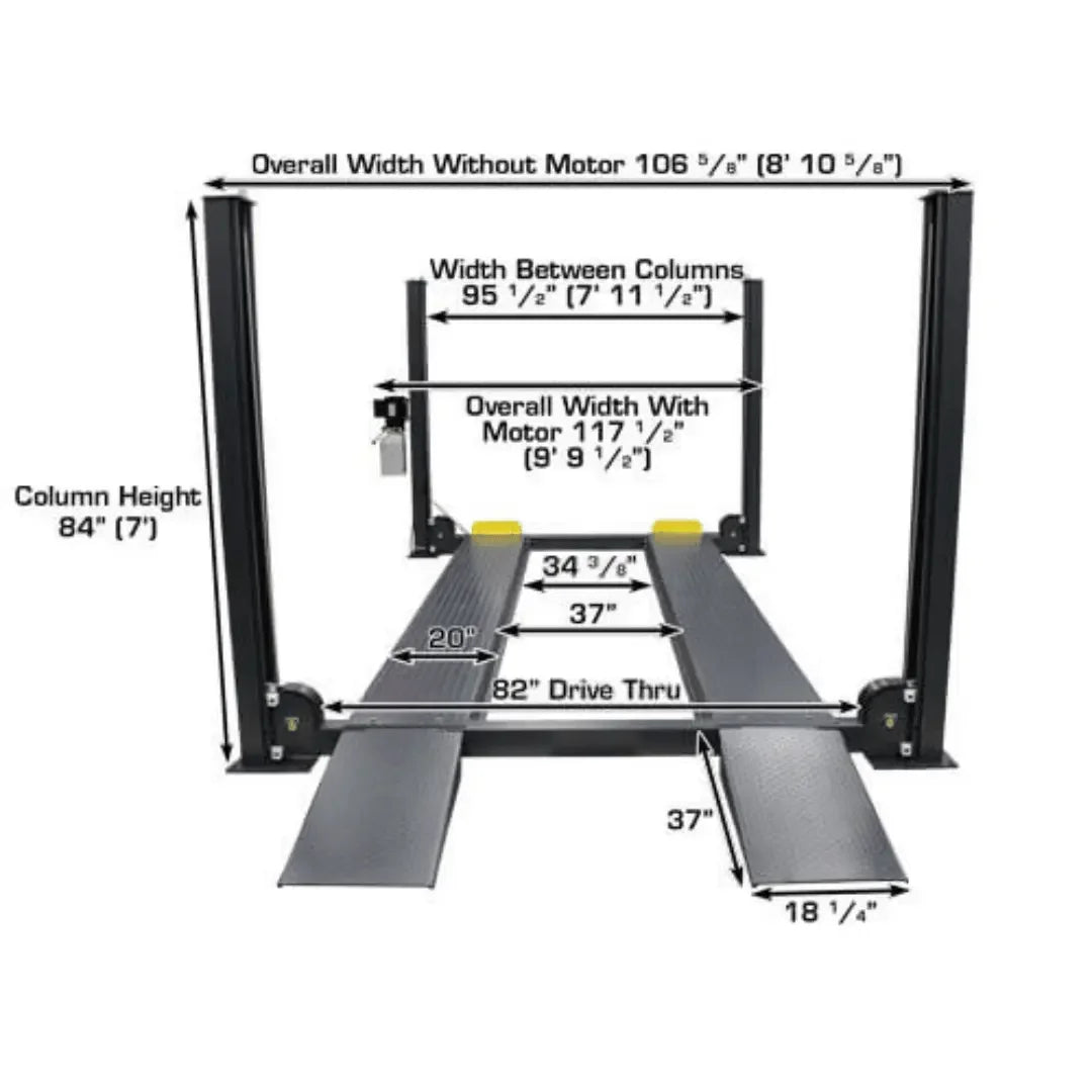 Atlas PREMIUM 408SL 4 Post Lift + RJ35 Sliding Jacks Combo Atlas