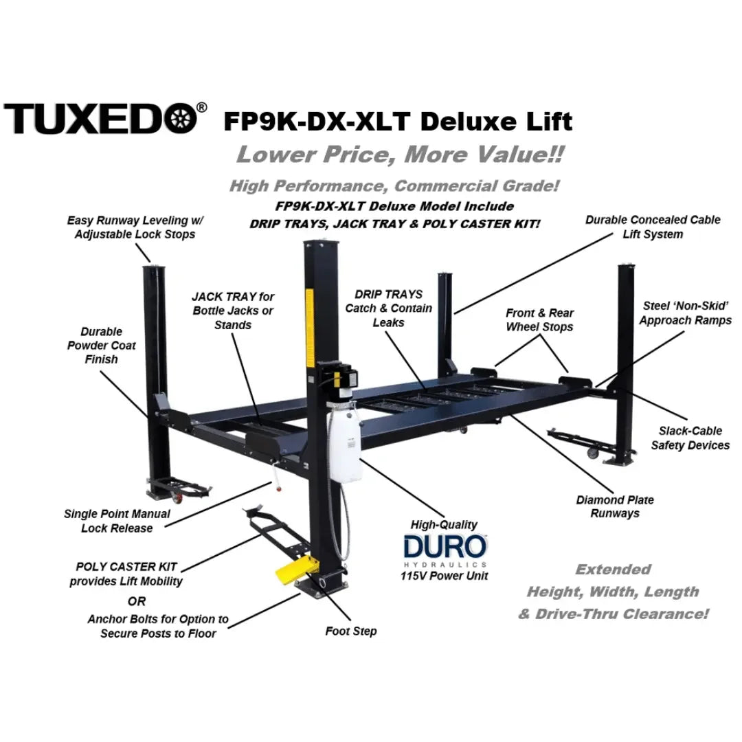 Valor VP9K-DX-XLT 9,000 lb 4 Post Deluxe Storage Lift Valor