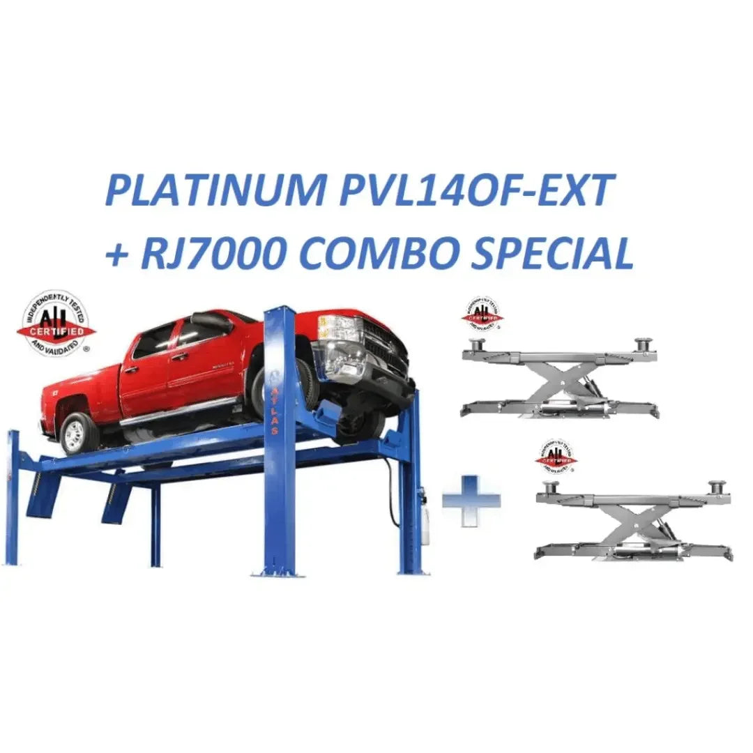 Atlas Open Front Lift + RJ7000 ALI Cert. Rolling Jack Combo - Mechanic Super Store