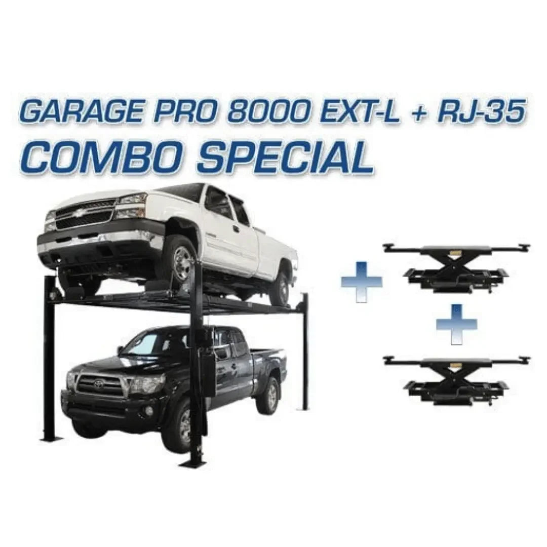 Atlas Garage PRO8000EXT-L 4 Post Lift + RJ35 Sliding Jack Combo - Mechanic Super Store