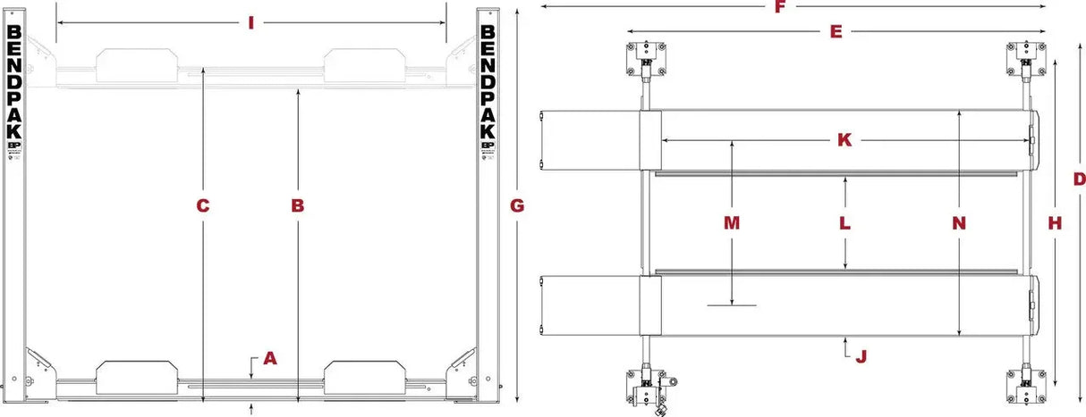 BendPak HD-9ST 9,000 lb. 4 Post Lift BendPak