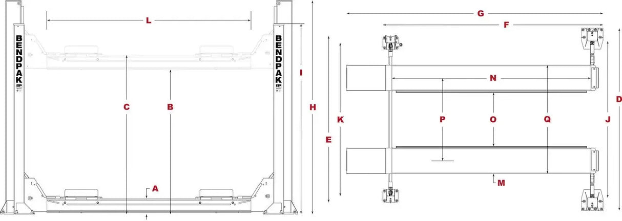 BendPak HDSO14AX 14,000 lb. 4 Post Open Front Alignment Lift - Mechanic Super Store