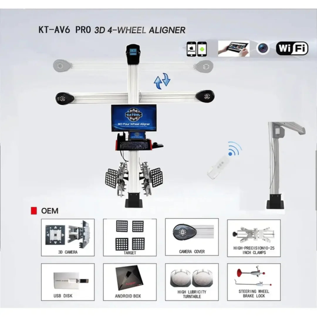Katool KT-AV6 Wheel Alignment Machine Works on 2 Post Car & Scissor Lift - Mechanic Super Store