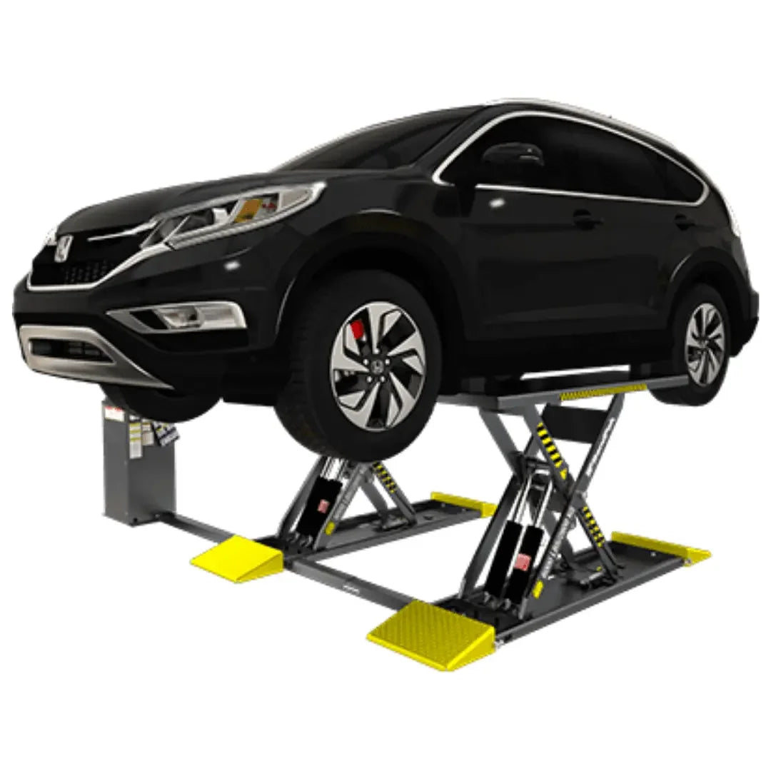 BendPak MDS-6LP 6,000 lb. Capacity Mid-Rise Scissor Lift on a white background - Mechanic Super Store