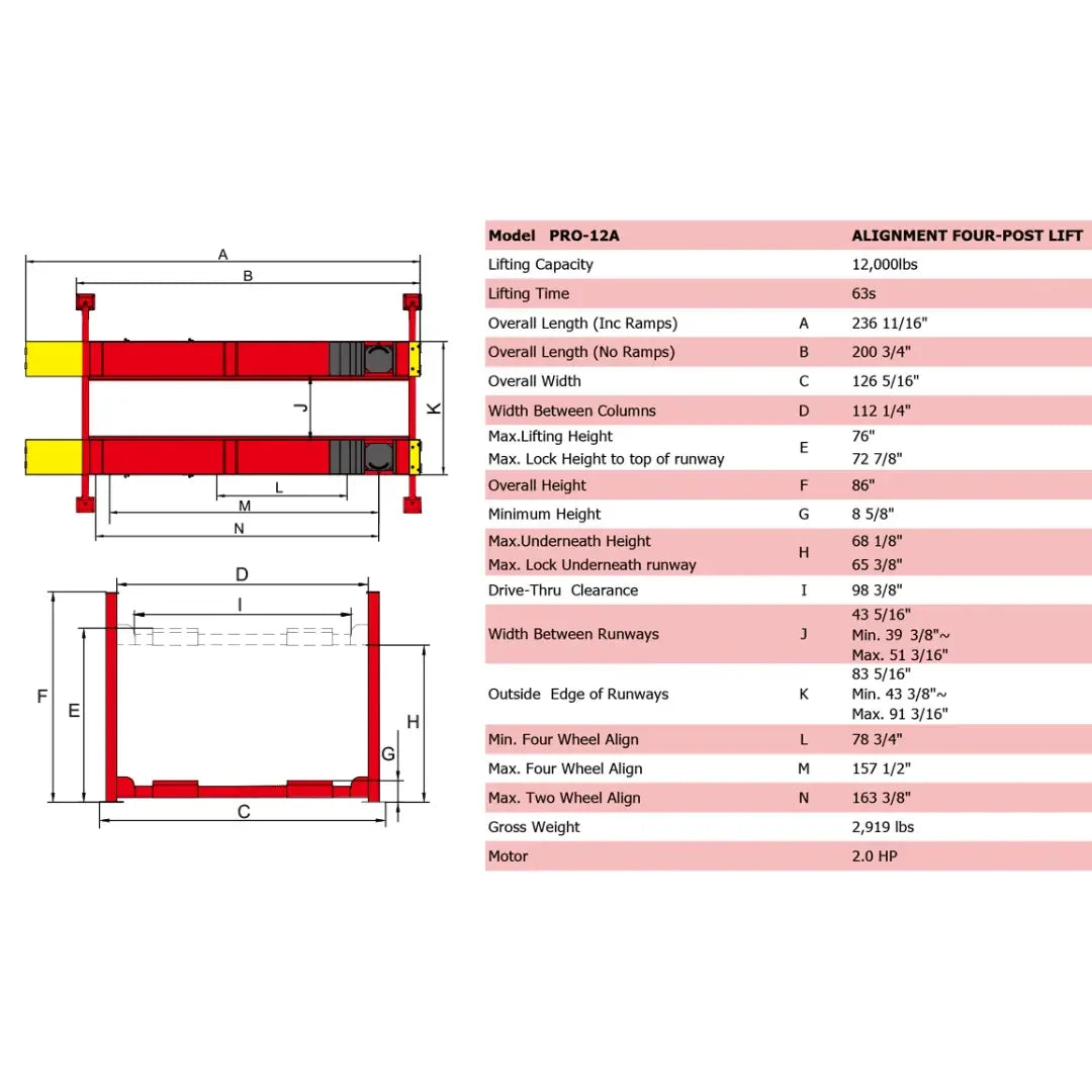 Amgo PRO-12A 12,000 lb 4 Post Lift AMGO Hydraulics