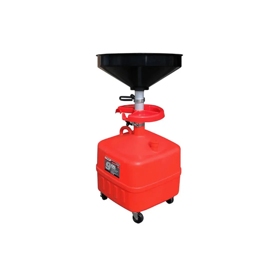 Ranger RD-9G 9-Gallon Upright Portable Oil Drain shown on a halo white background from Mechanic Super Store