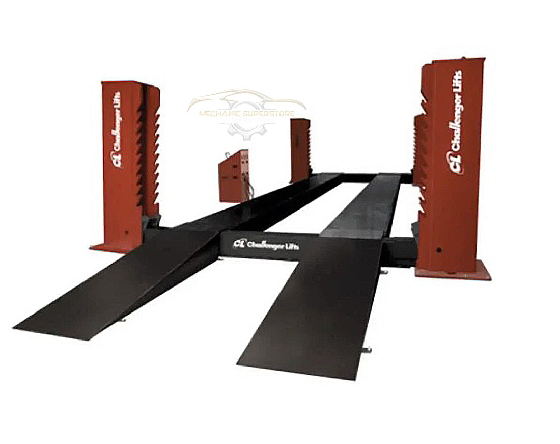 Challenger Car lift with red and black design on a white background