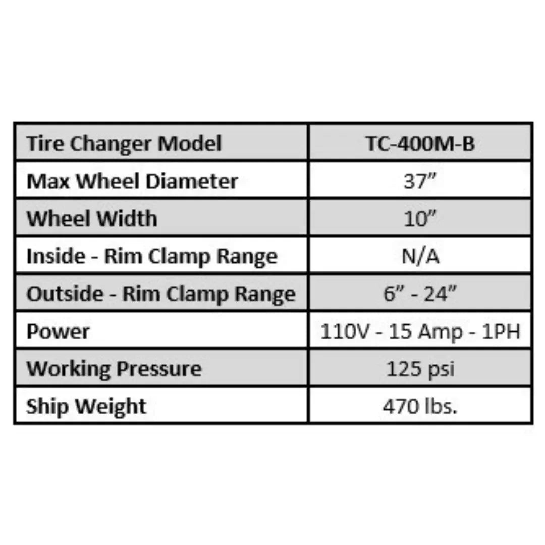 Tuxedo TC-400M-B Power Sport Tire Changer - Mechanic Super Store