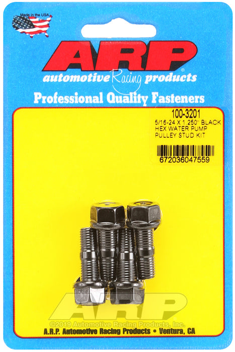 ARP 5/16-24 X 1.250 black hex water pump pulley stud kit