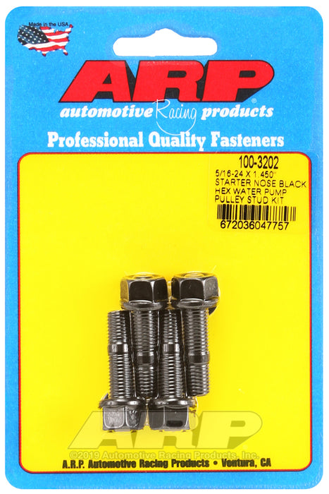 ARP 5/16-24 X 1.450 starter nose black hex water pump pulley stud kit