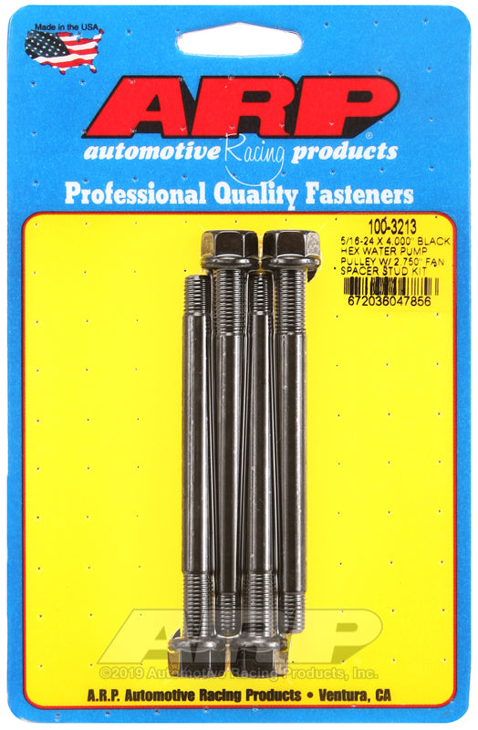 ARP 5/16-24 X 4.000 black hex water pump pulley w/ 2.750" fan spacer stud kit