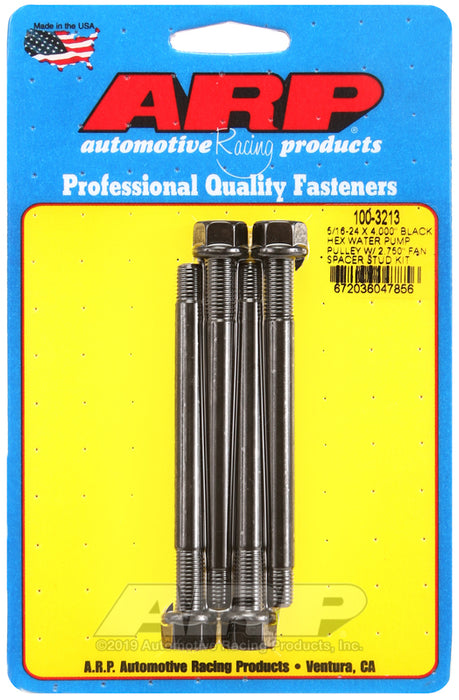 ARP 5/16-24 X 4.000 black hex water pump pulley w/ 2.750" fan spacer stud kit