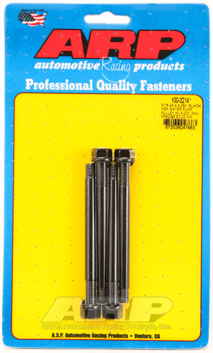 ARP 5/16-24 X 4.250 black hex water pump pulley w/ 3.000" fan spacer stud kit